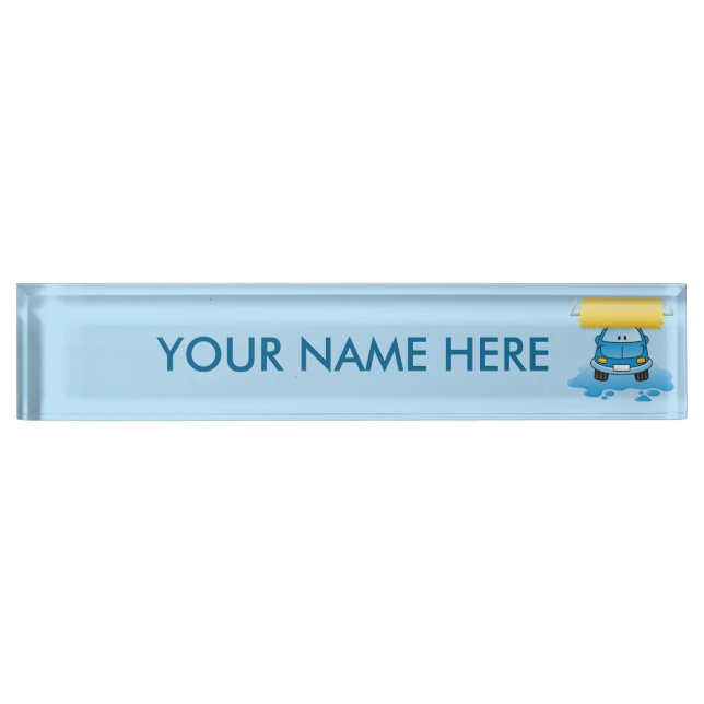 Carwash cartoon desk name plate (Front)