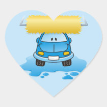 Carwash cartoon heart sticker