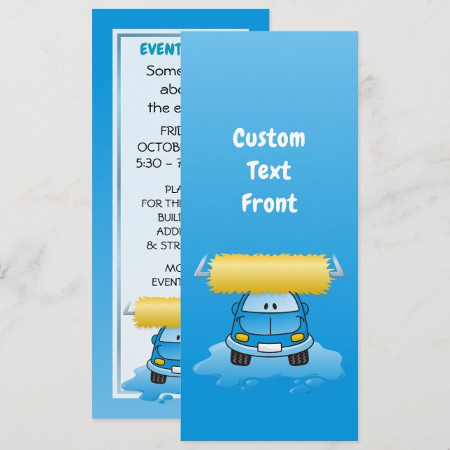 Carwash Cartoon Invitation (Front/Back)