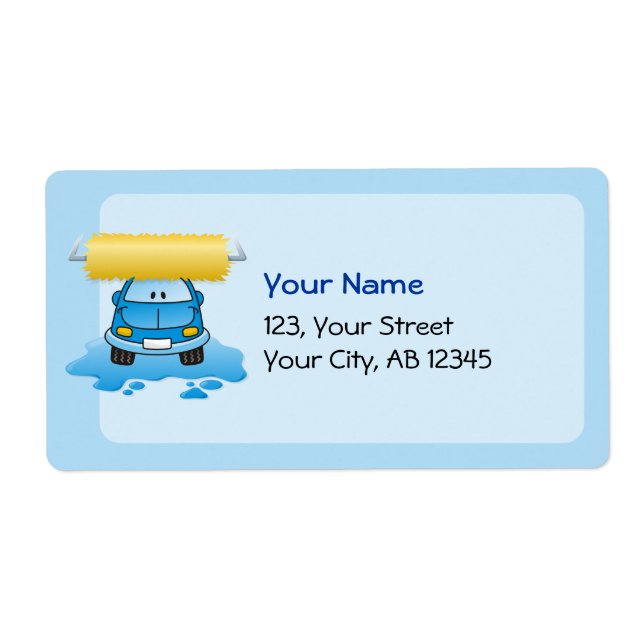 Carwash cartoon label (Front)