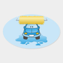Carwash cartoon oval sticker