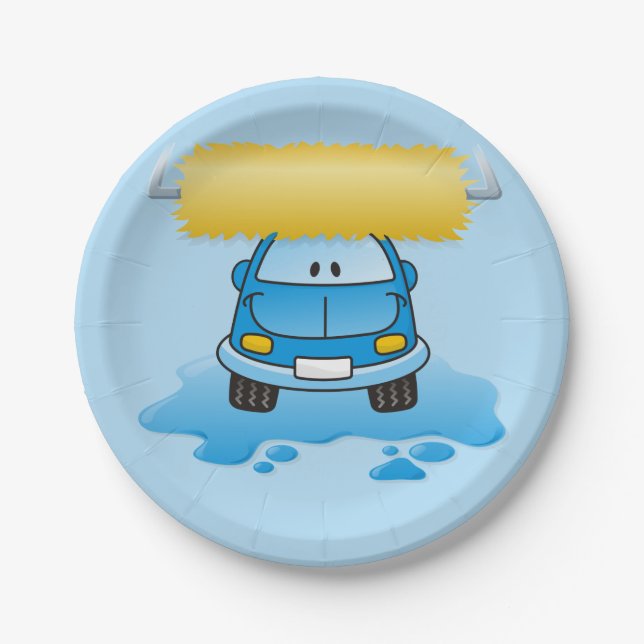 Carwash cartoon paper plates (Front)