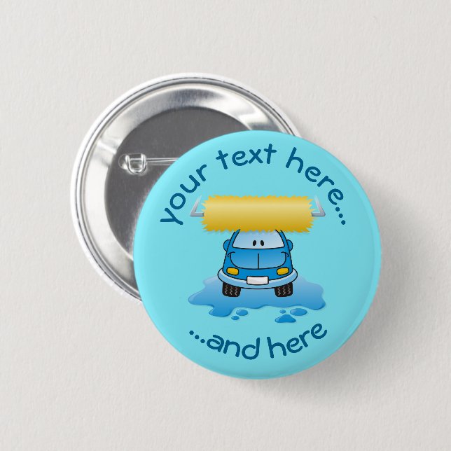 Carwash Cartoon Pinback Button (Front & Back)