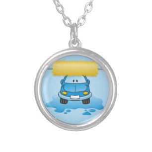 Carwash cartoon silver plated necklace