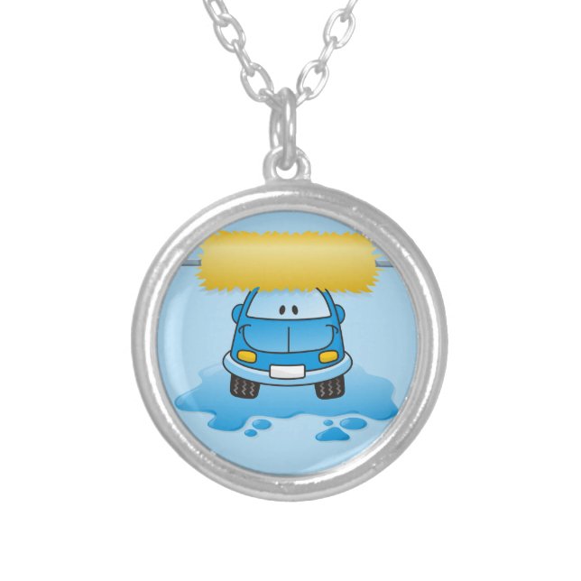 Carwash cartoon silver plated necklace (Front)
