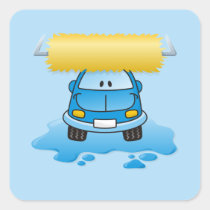 Carwash cartoon square sticker