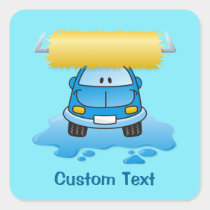 Carwash cartoon square sticker