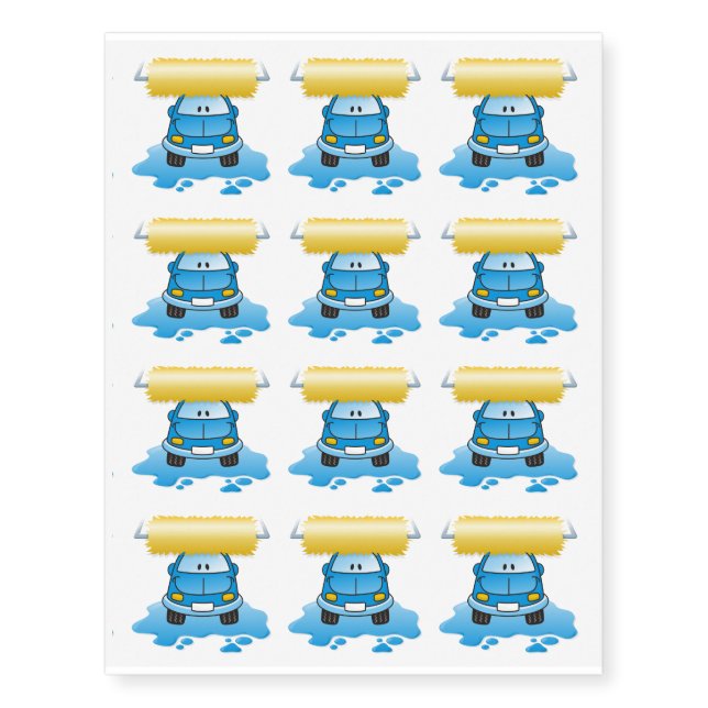 Carwash cartoon temporary tattoos (Front)