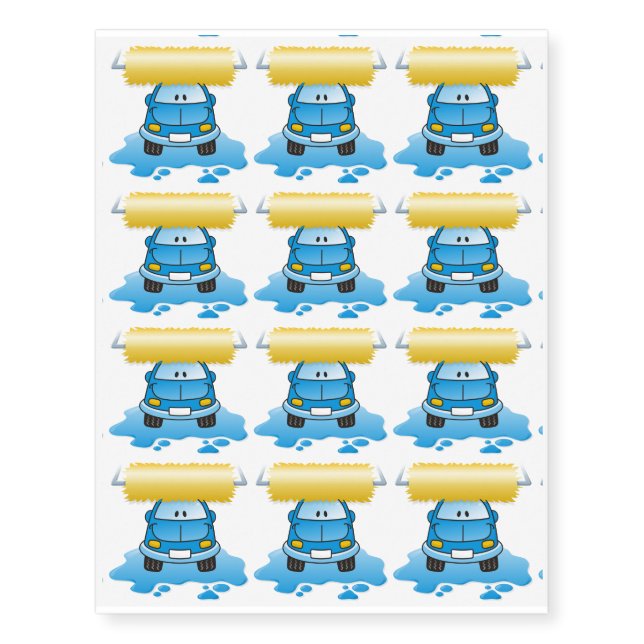 Carwash cartoon temporary tattoos (Front)