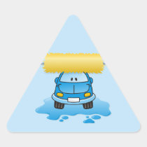 Carwash cartoon triangle sticker