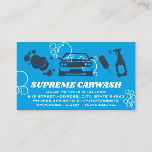 Carwash Cleaning Supplies  Soap Bubbles Business Card