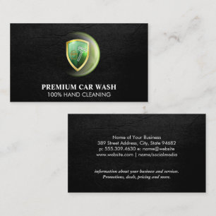 Carwash Logo Leather Monogram Business Card