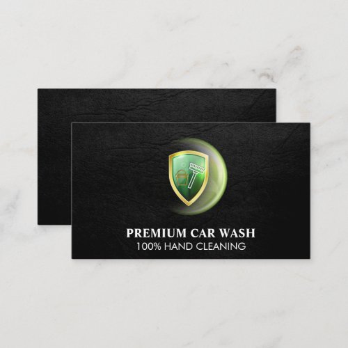 Carwash Logo  Leather Monogram Business Card