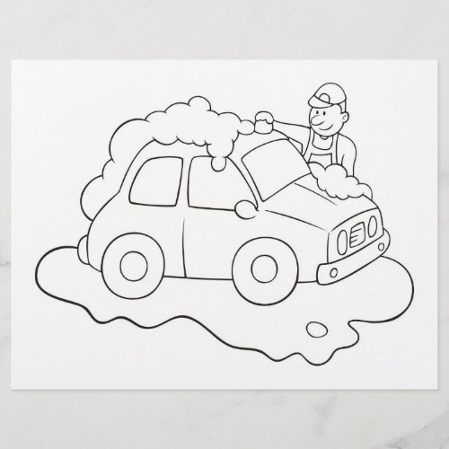 Carwash Man Coloring Book Page