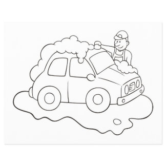 Carwash Man Coloring Book Page