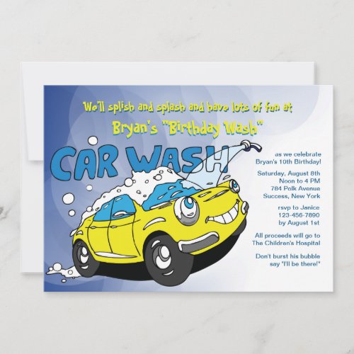 Carwash Party Invitation