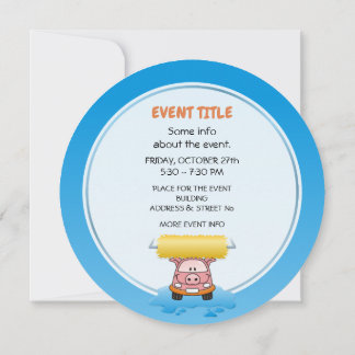 Carwash Pig Cartoon Invitation