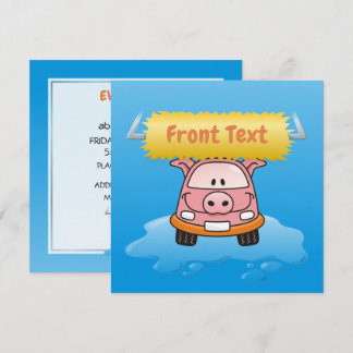 Carwash Pig Cartoon Invitation