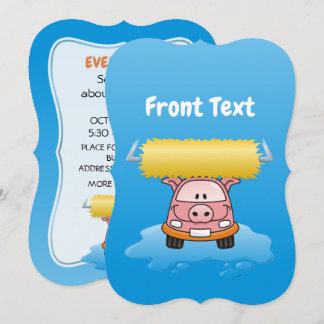 Carwash Pig Cartoon Invitation