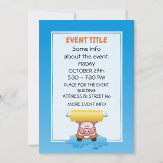 Carwash Pig Cartoon Invitation