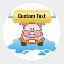 Carwash Pig Classic Round Sticker