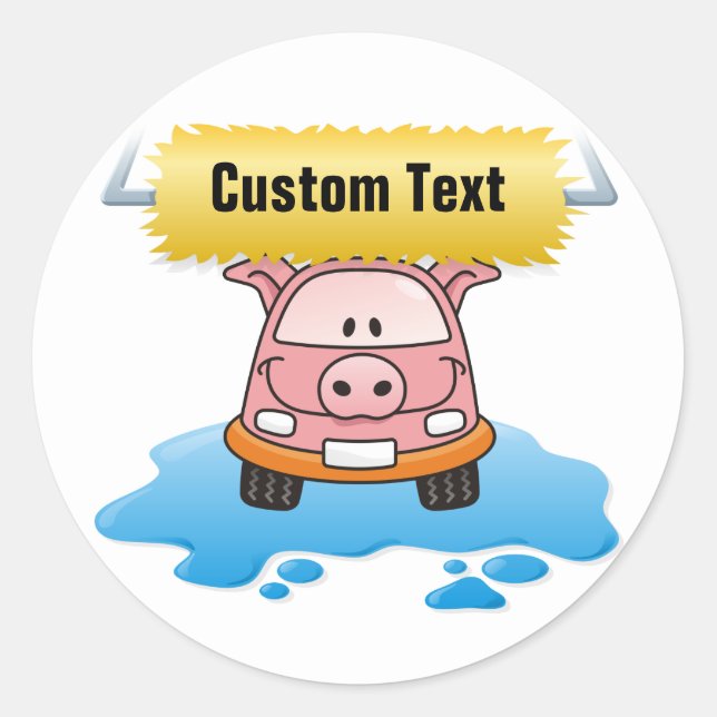 Carwash Pig Classic Round Sticker (Front)