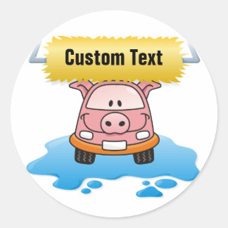 Carwash Pig Classic Round Sticker