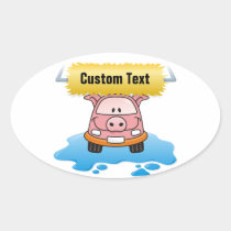 Carwash Pig Oval Sticker