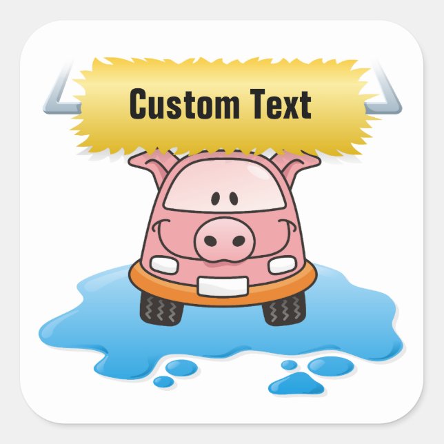 Carwash Pig Square Sticker (Front)