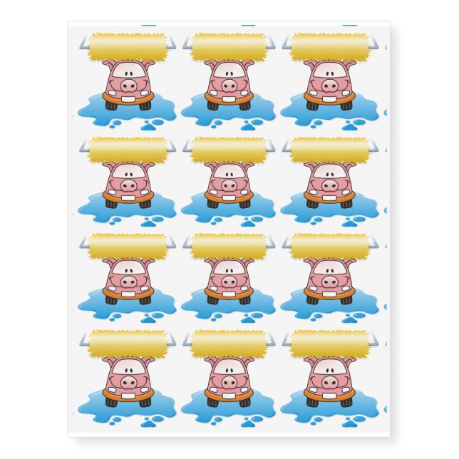 Carwash Pig Temporary Tattoos (Front)