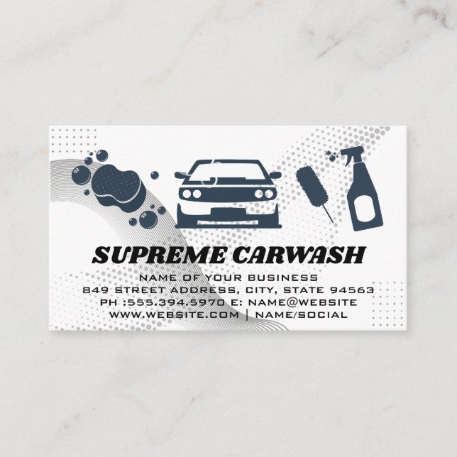 Carwash Supplies | Soap Bubbles | Auto Business Card (Front)