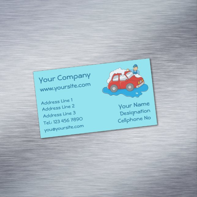 Carwashing Man Business Card Magnet (In Situ)