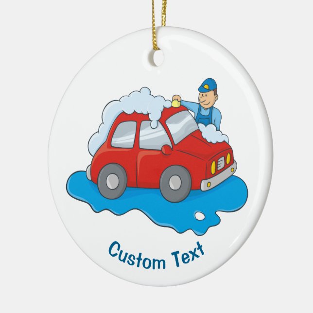 Carwashing Man Ceramic Ornament (Left)