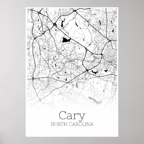 Cary Map _ North Carolina _ City Map Poster