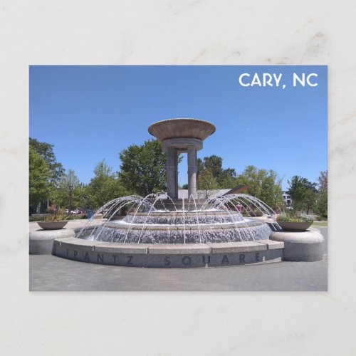 Cary North Carolina Downtown Park Fountain Postcard
