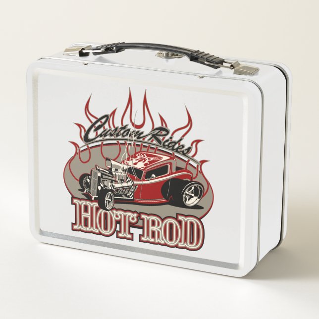 Caryoon hot rod metal lunch box (Back)