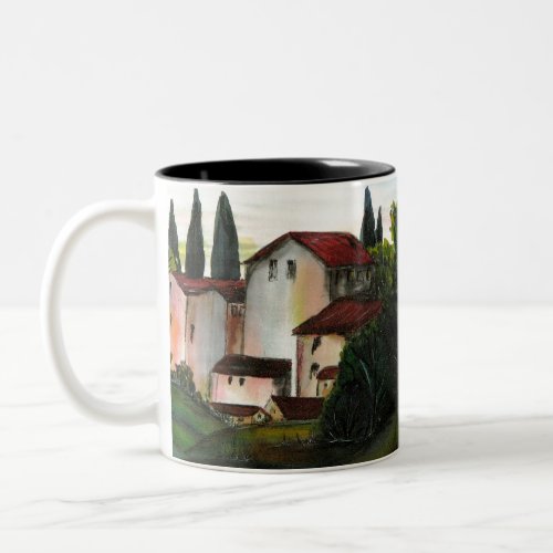 Casa de Pueblo Dibujo Tuscany italy Countryside Two_Tone Coffee Mug