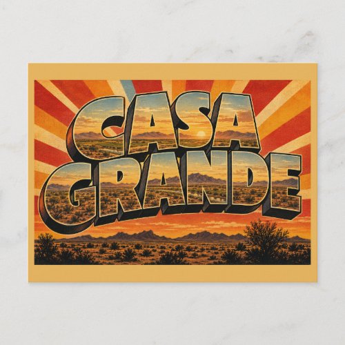 Casa Grande Arizona Desert Plain Mountain Art Postcard