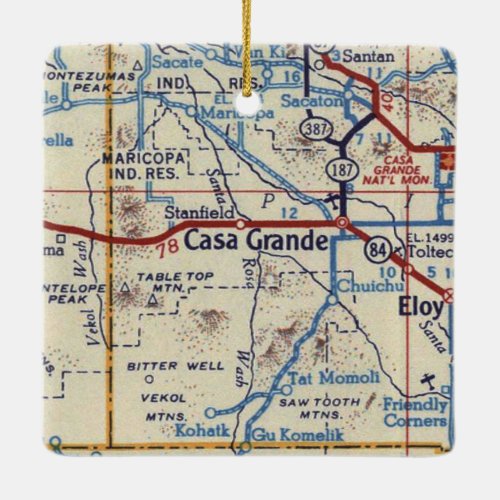 Casa Grande Arizona Vintage Map Ceramic Ornament