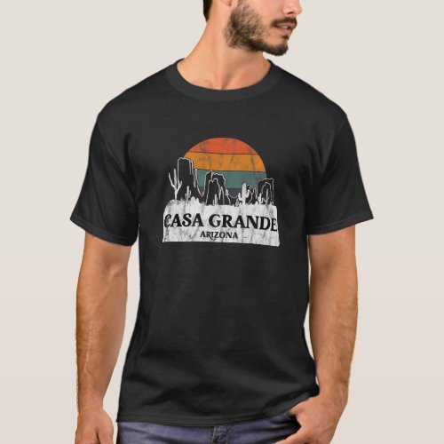 Casa Grande AZ Arizona Vintage sunset cactus mount T_Shirt