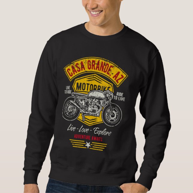 Casa Grande AZ USA Retro Distressed Style Motorcyc Sweatshirt (Front)