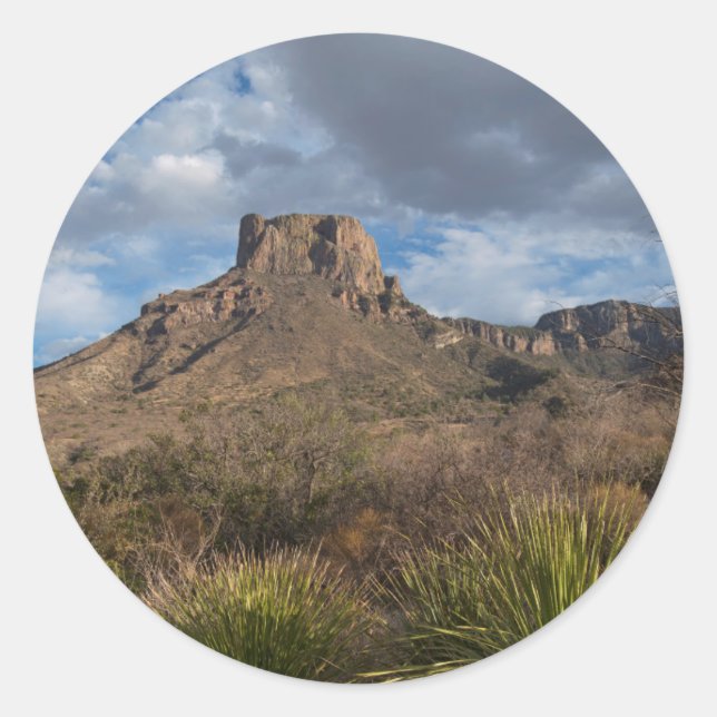 Casa Grande Peak, Chisos Basin, Big Bend Classic Round Sticker (Front)