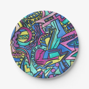 Casa Mia-Hand Painted Abstract Art Paper Plates