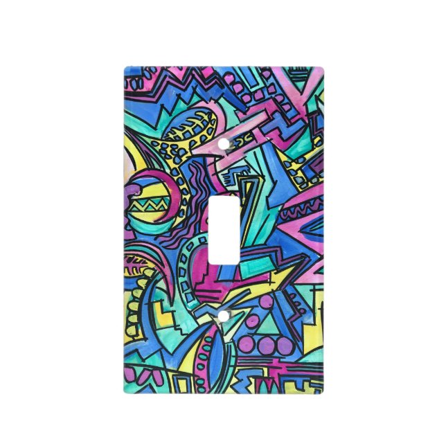 Casa Mia-Whimsical Hand Painted Abstract Art Light Switch Cover (Front)