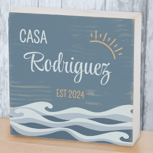 Casa + Name Beach House Coastal Wood Sign