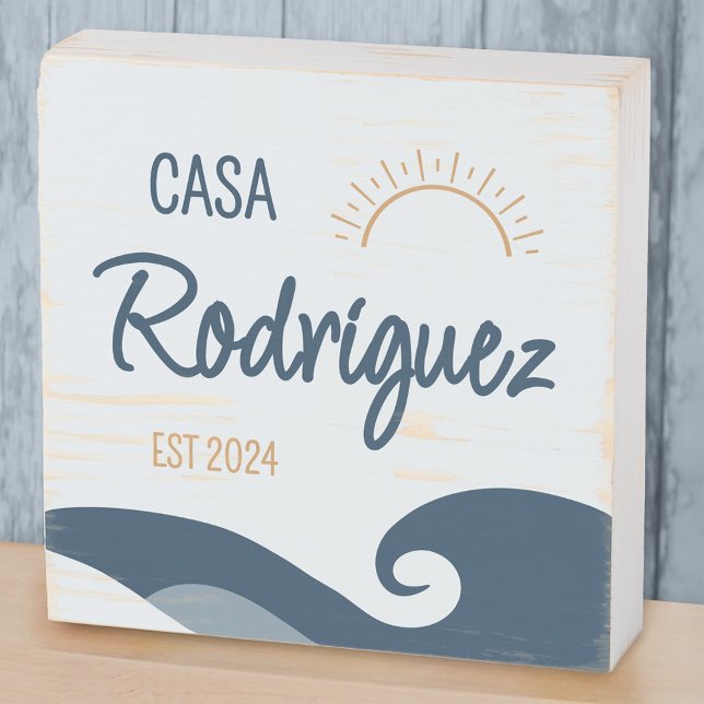 Casa + Name Beach House Coastal Wood Sign (Creator Uploaded)