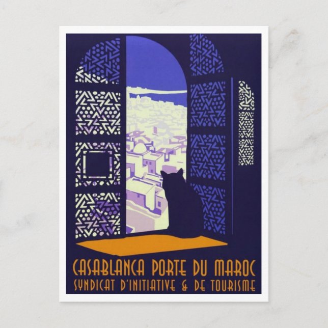 Casablaca Morocco Tourism Travel Retro Inspired Postcard (Front)