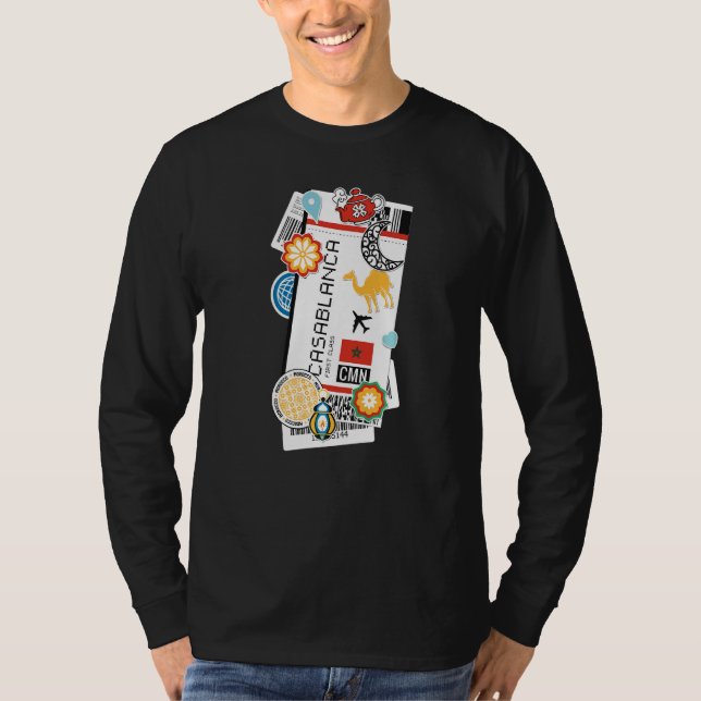 Casablanca Air Ticket Boarding Pass Plane Morroco  T-Shirt (Front)