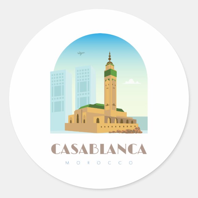 Casablanca city morocco Skyline Classic Round Sticker (Front)