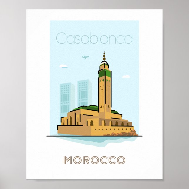 Casablanca city travel poster - morocco travel (Front)
